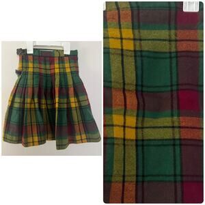 James Pringle Vintage Buchanan Tartan Pleated Kilt Skirt made of Pure New Wool